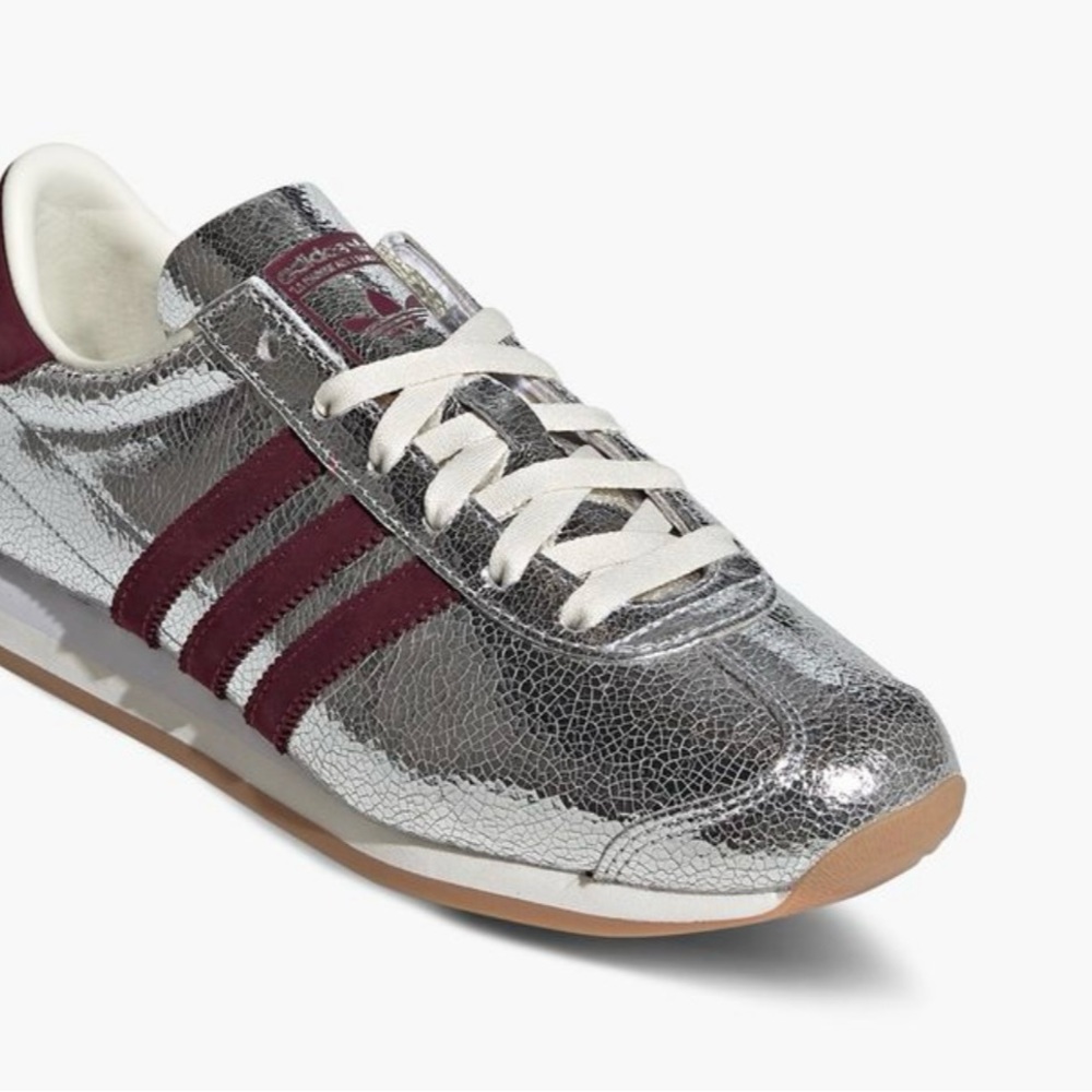 Adidas Metallic Silver and Maroon Sneakers